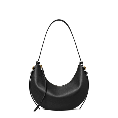 Romy Half Moon Bag Pebbled Leather Shoulder Bag - Black - Image 1