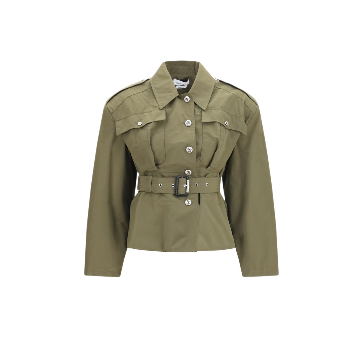 Cropped Belted High Neck Jacket - Image 1