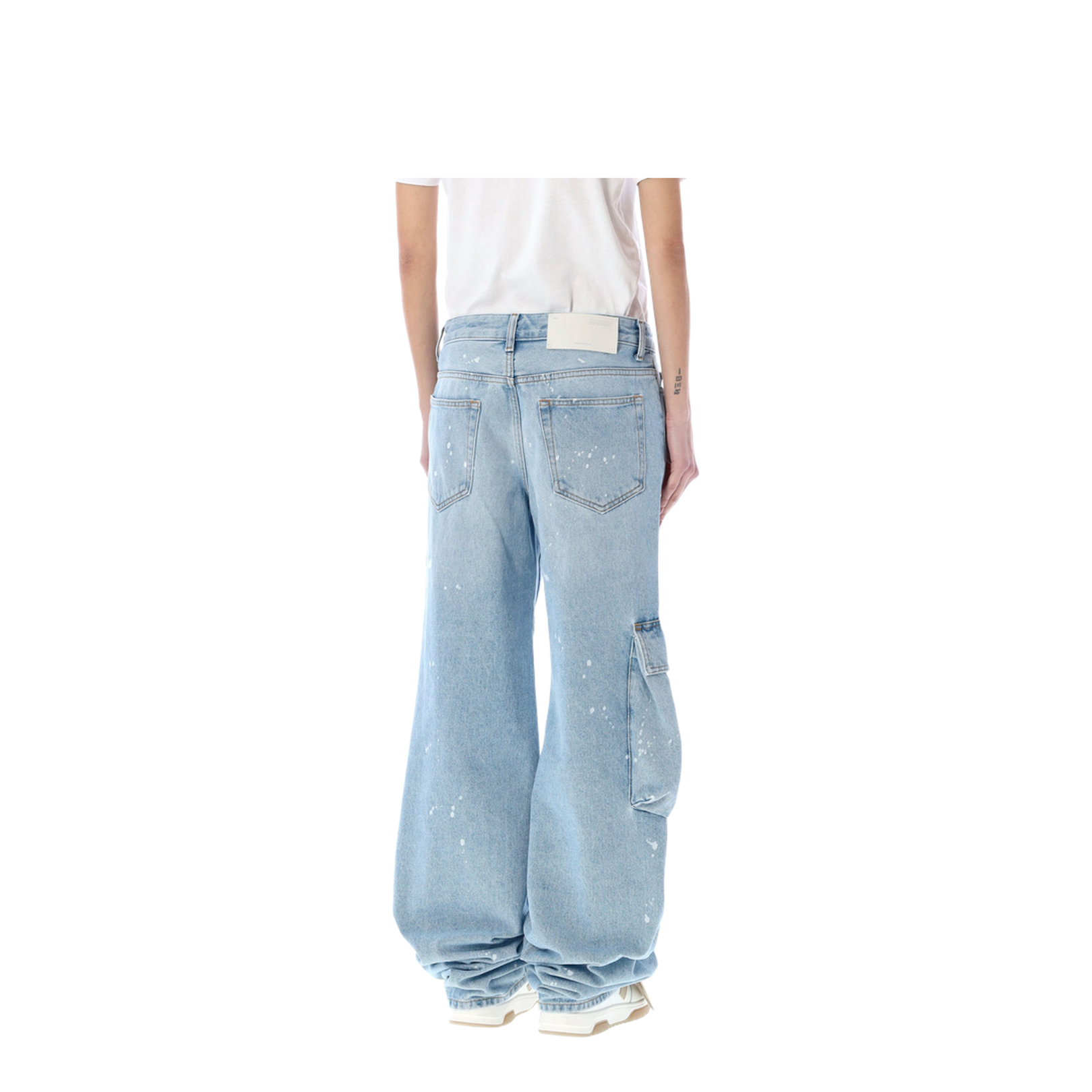 Light Blue Cotton Cargo Jeans - Image 3