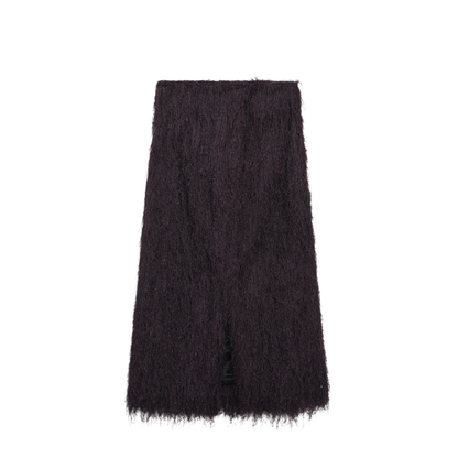 Dark Purple Midi Skirt With Fringes - Image 2