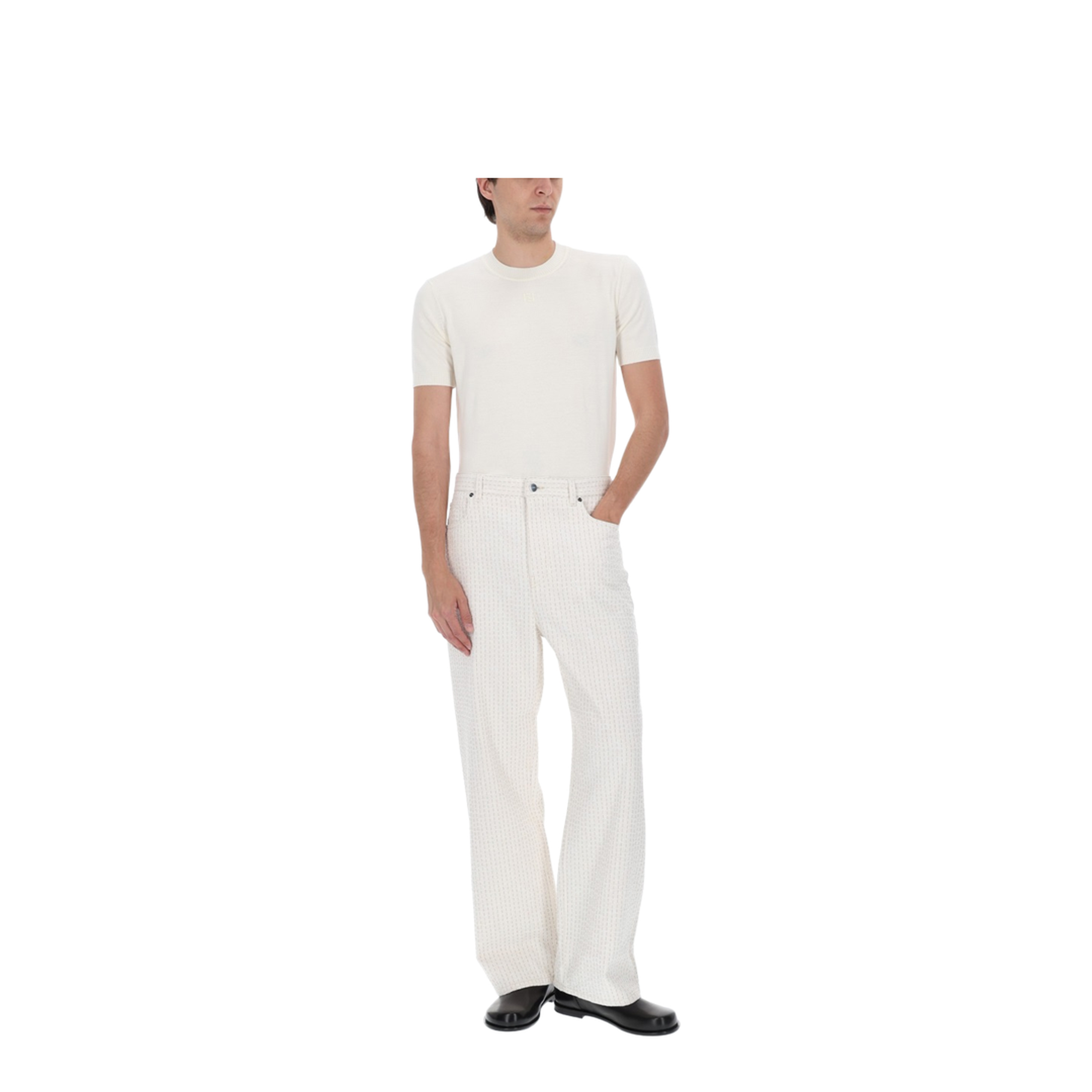 White Cotton and Cashmere Jumper - Image 3