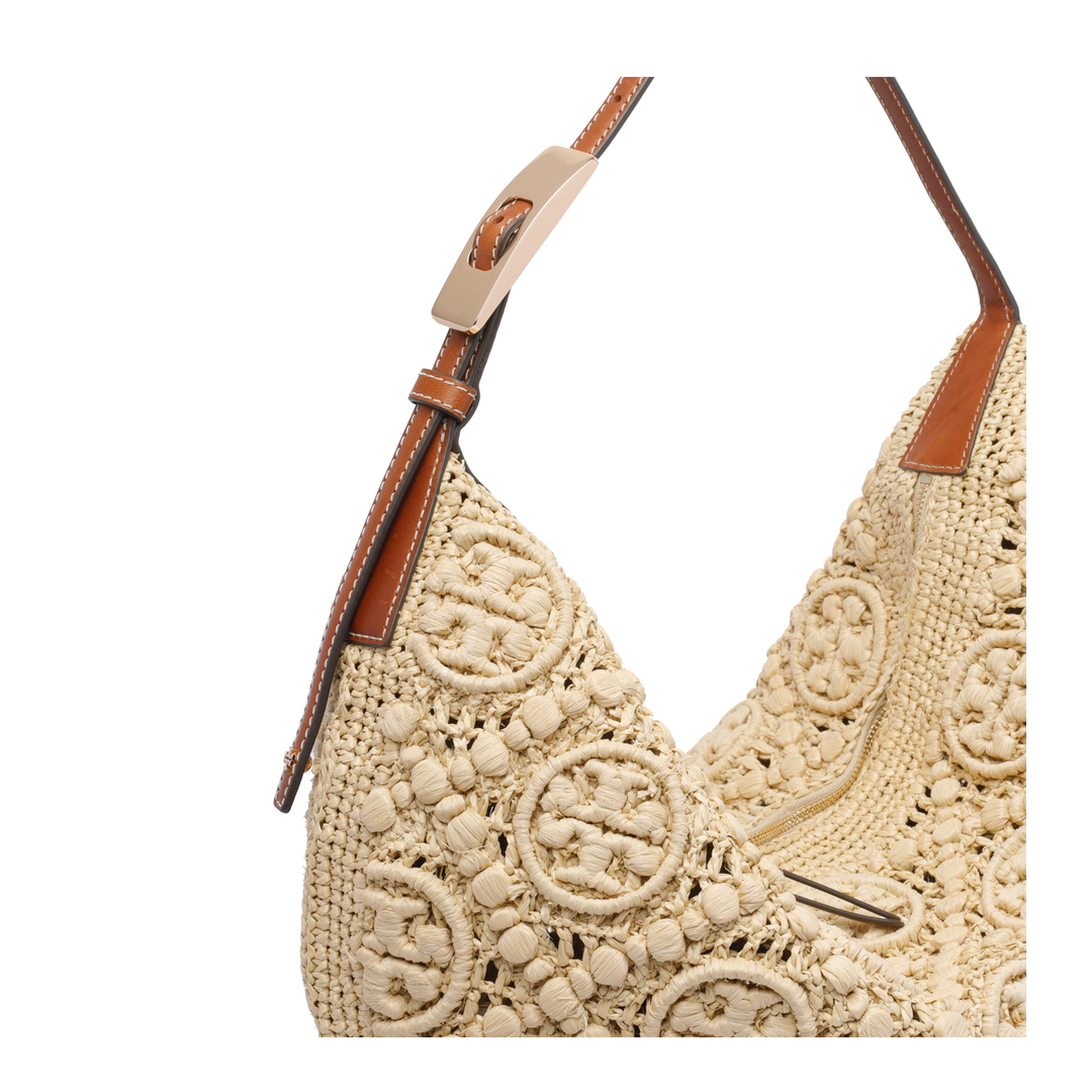 Natural Raffia T Monogram Balloon Bag - Image 4
