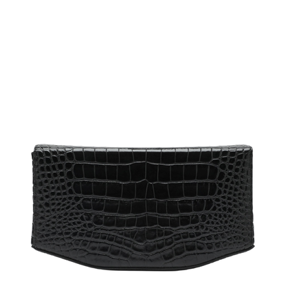 Clip Croc-Embossed Leather Shoulder Bag in Black - Image 2