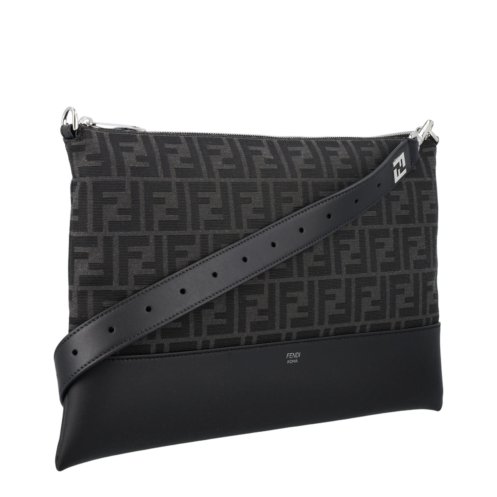 FF Jacquard
Black Leather Crossbody Bag - Image 5