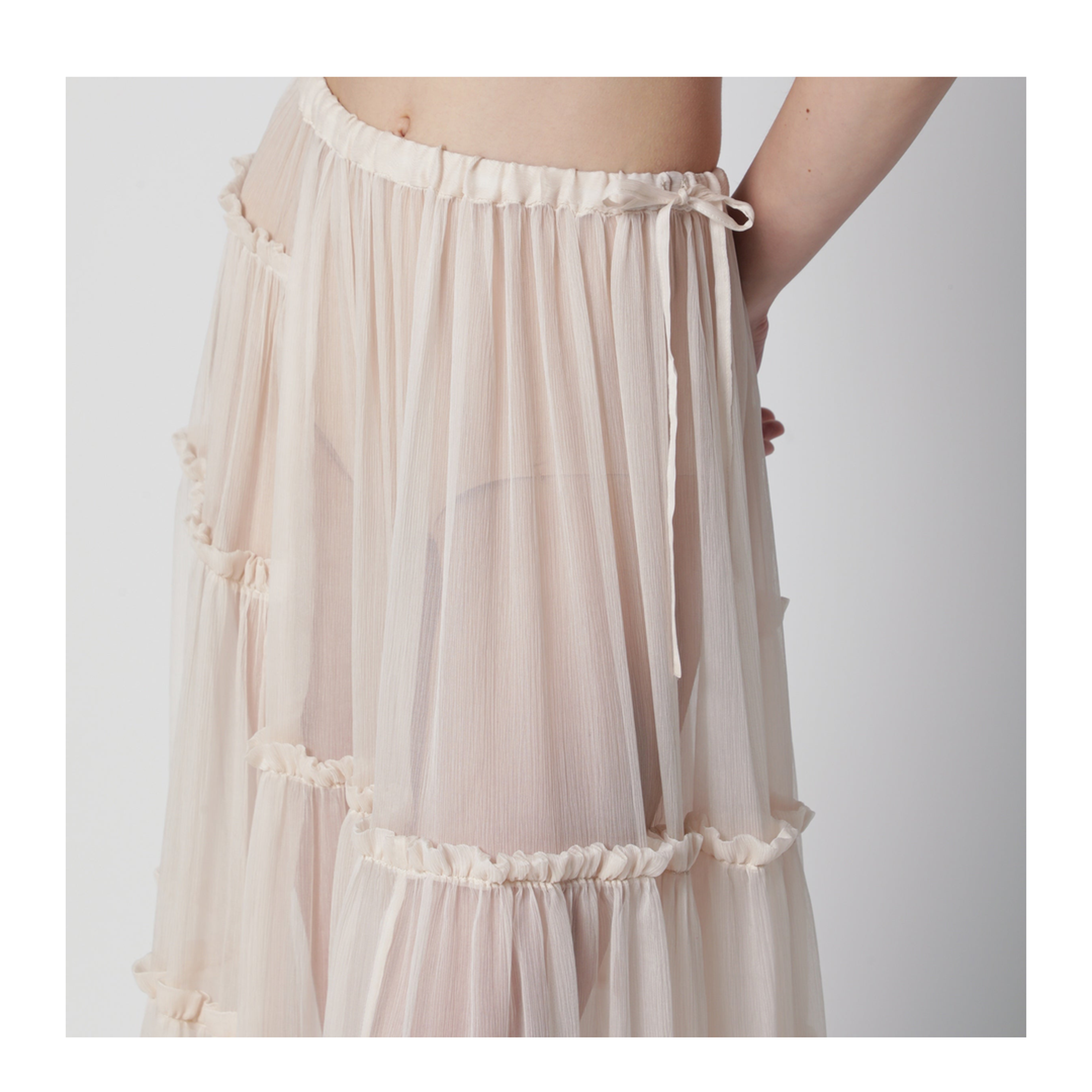 Écru semi-sheer silk skirt - Image 2