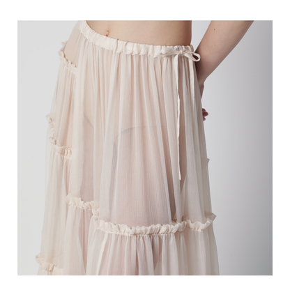 Écru semi-sheer silk skirt - Image 2