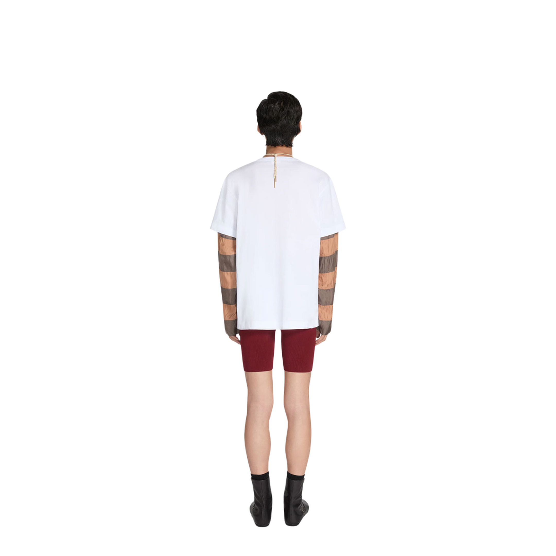 Loose Fit Contrast Striped Sleeves T-Shirt - Image 3