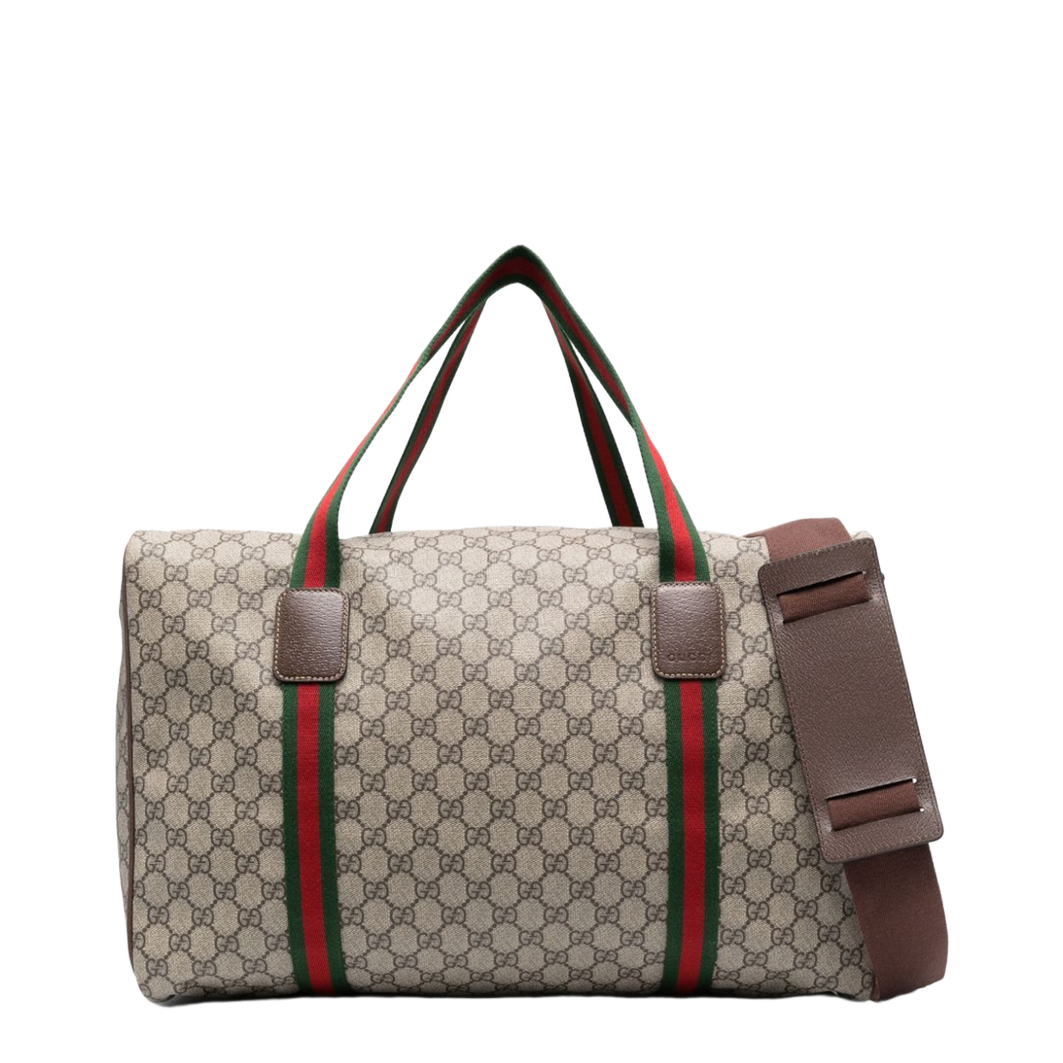 Ophidia Medium Leather Duffel Bags - Beige - Image 1