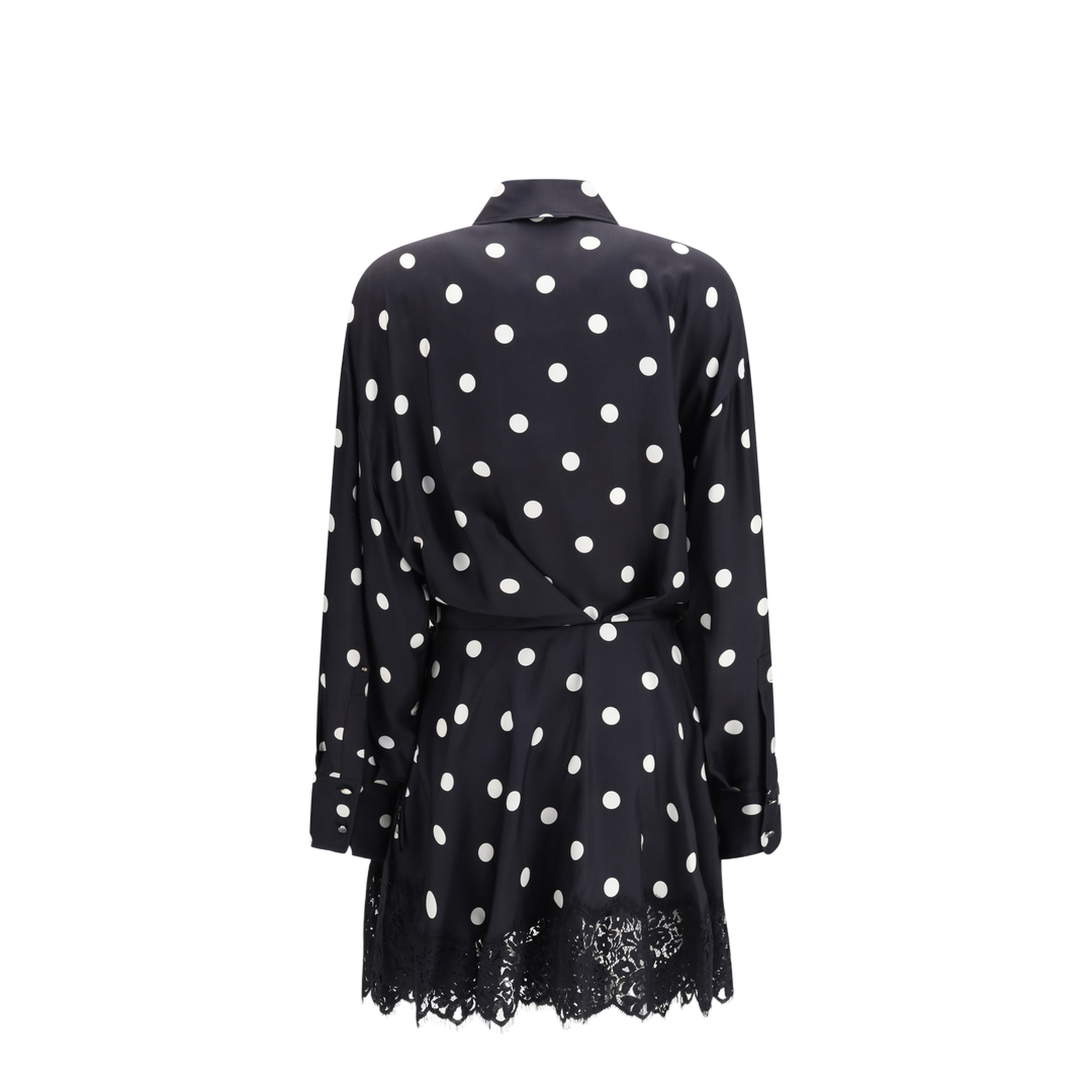 Polka Dot Lace Dress with Drawstring - Image 2