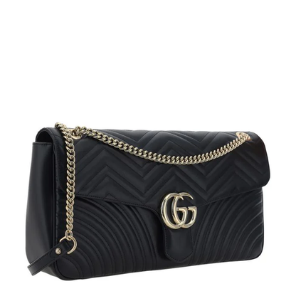 GG Marmont Large Leather Shoulder Bag - Black - Image 2