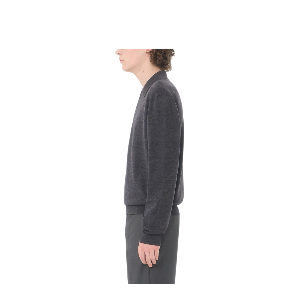 Charcoal Wool Polo Shirt - Image 4