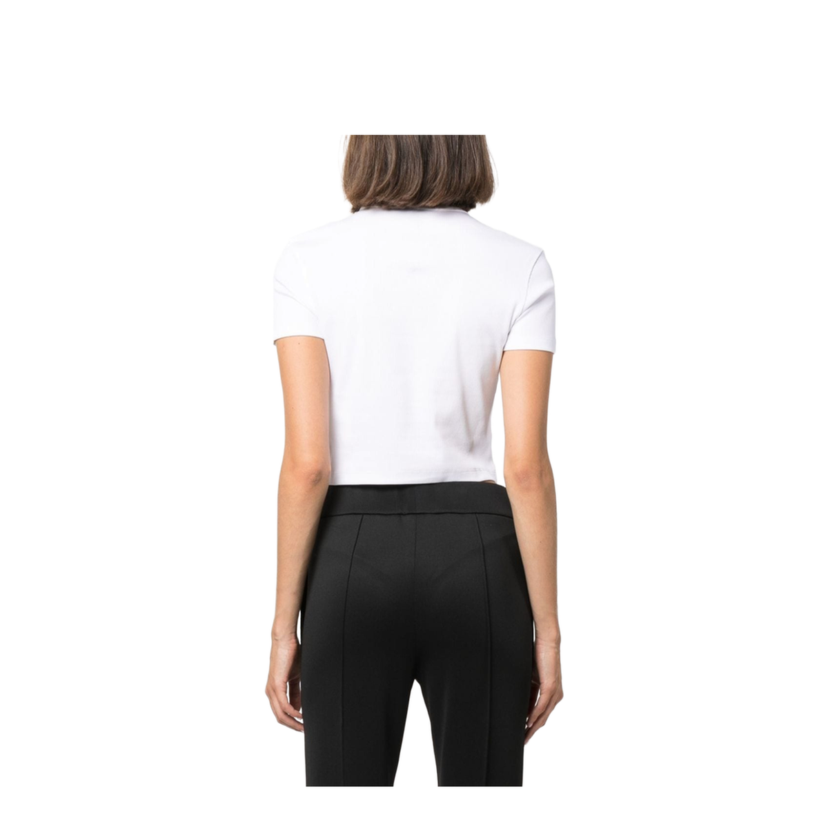 White Cropped T-Shirt with Logo - Image 2