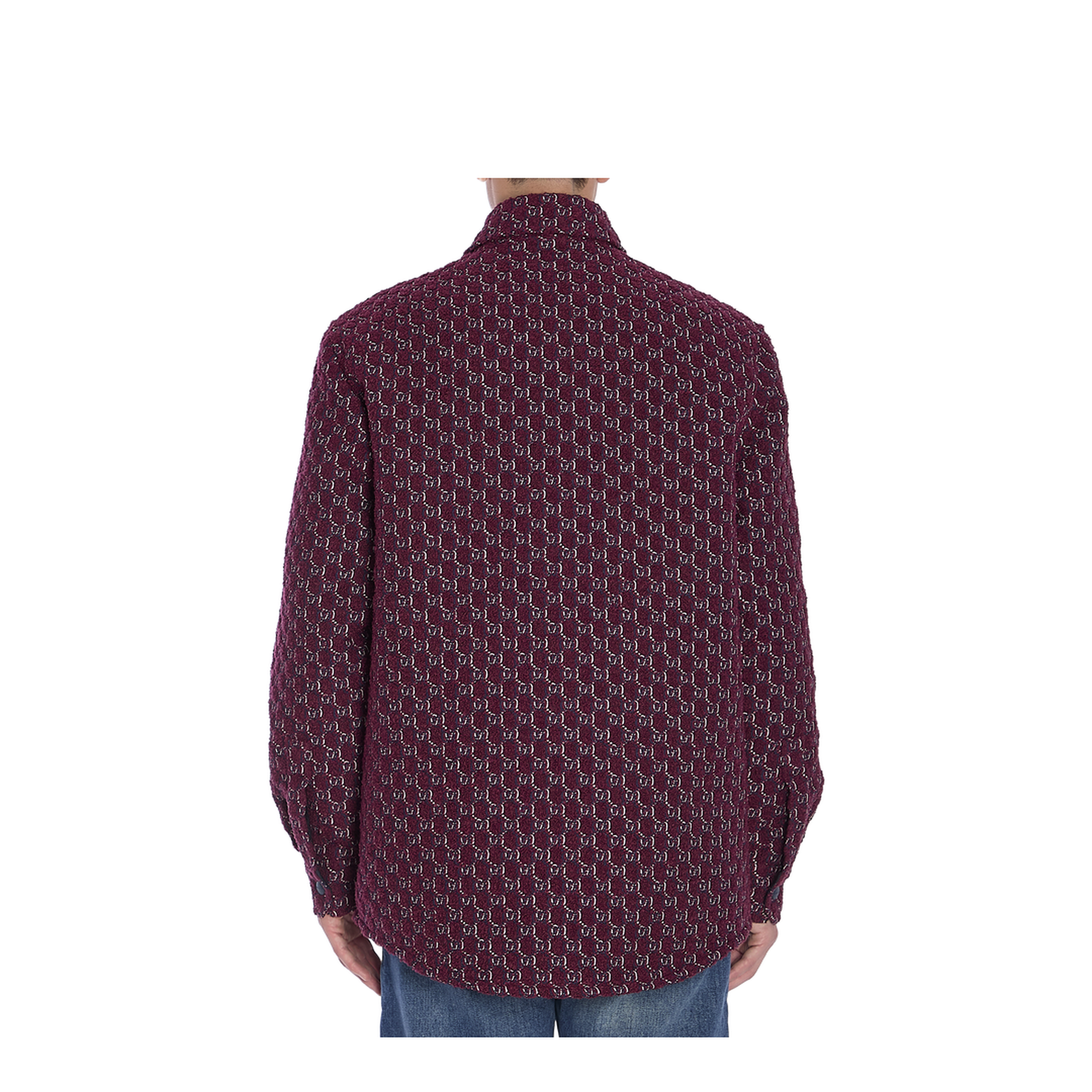 Burgundy Bouclé Padded Shirt - Image 4