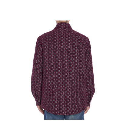 Burgundy Bouclé Padded Shirt - Image 4