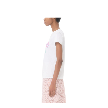 White Cotton T-Shirt With Logo Print - Image 5