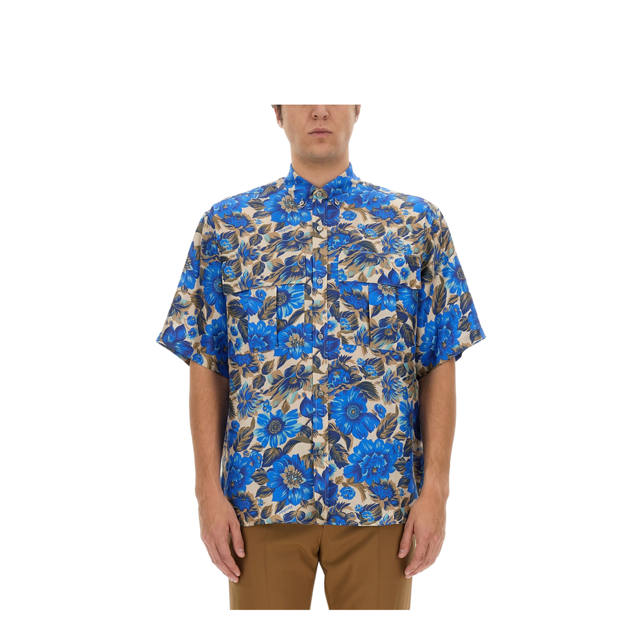 Blue Flowers Allover Print Shirt - Image 1
