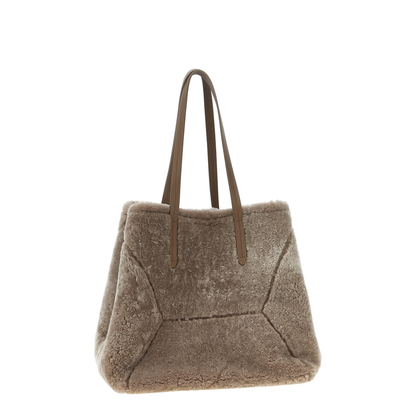 Large Shoulder Bag in Curly Shearling - Image 3