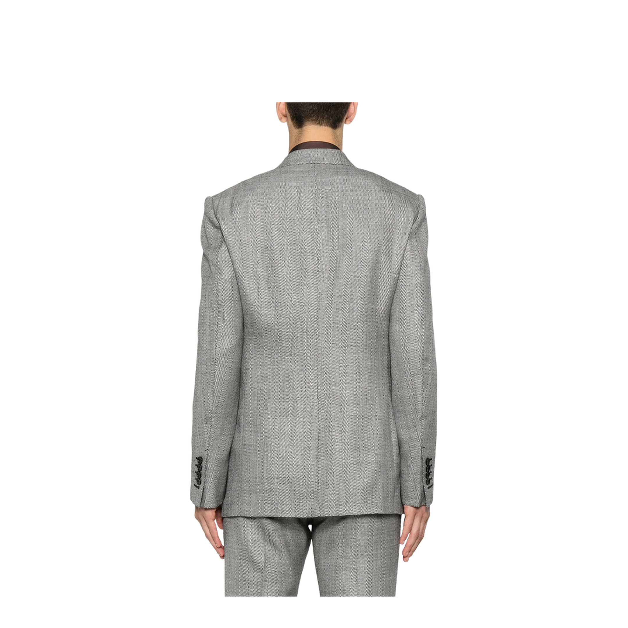 Herringbone-Pattern Wool Blend Blazer - Image 4