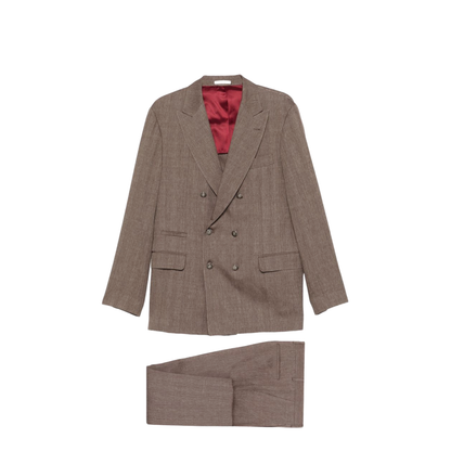 Double-Breasted Leisure Suit - Brown - Image 1