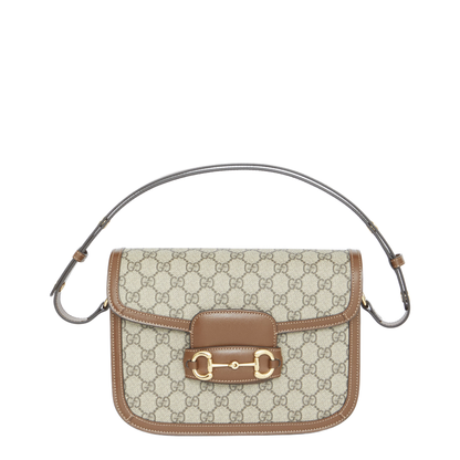 Horsebit 1955 Medium Canvas Shoulder Bag - Brown - Image 1