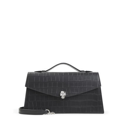 Skull Top Handle Calf Leather Shoulder Bag - Black - Image 2