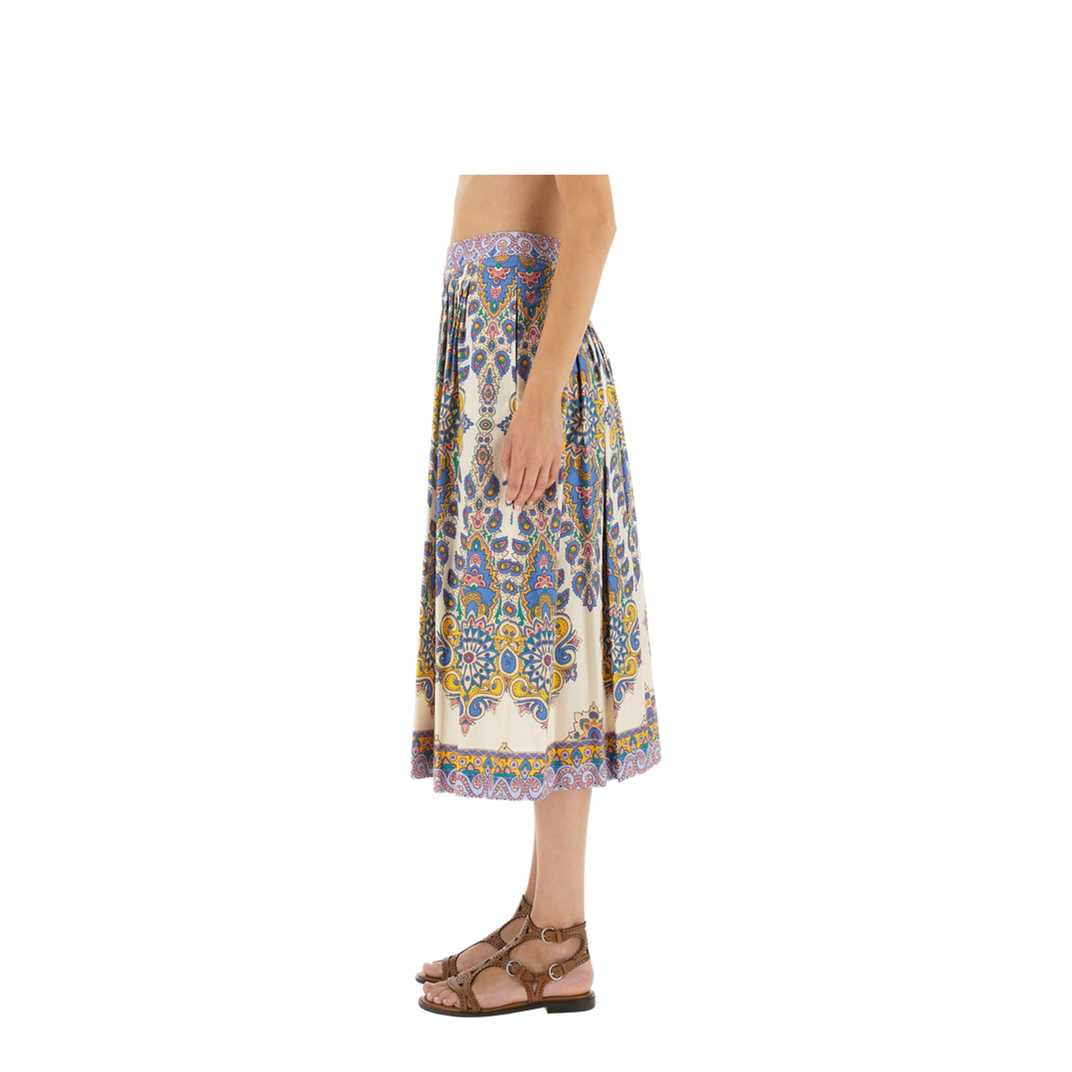 Paisley Print Midi Skirt - Light Beige - Image 4
