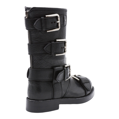 Black leather boots with straps - Image 5