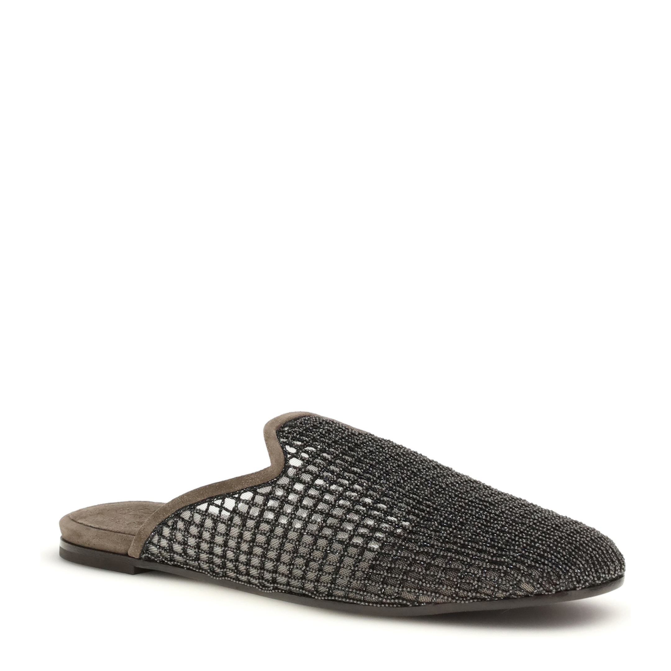 Suede Mules with Precious Net Embroidery - Image 2