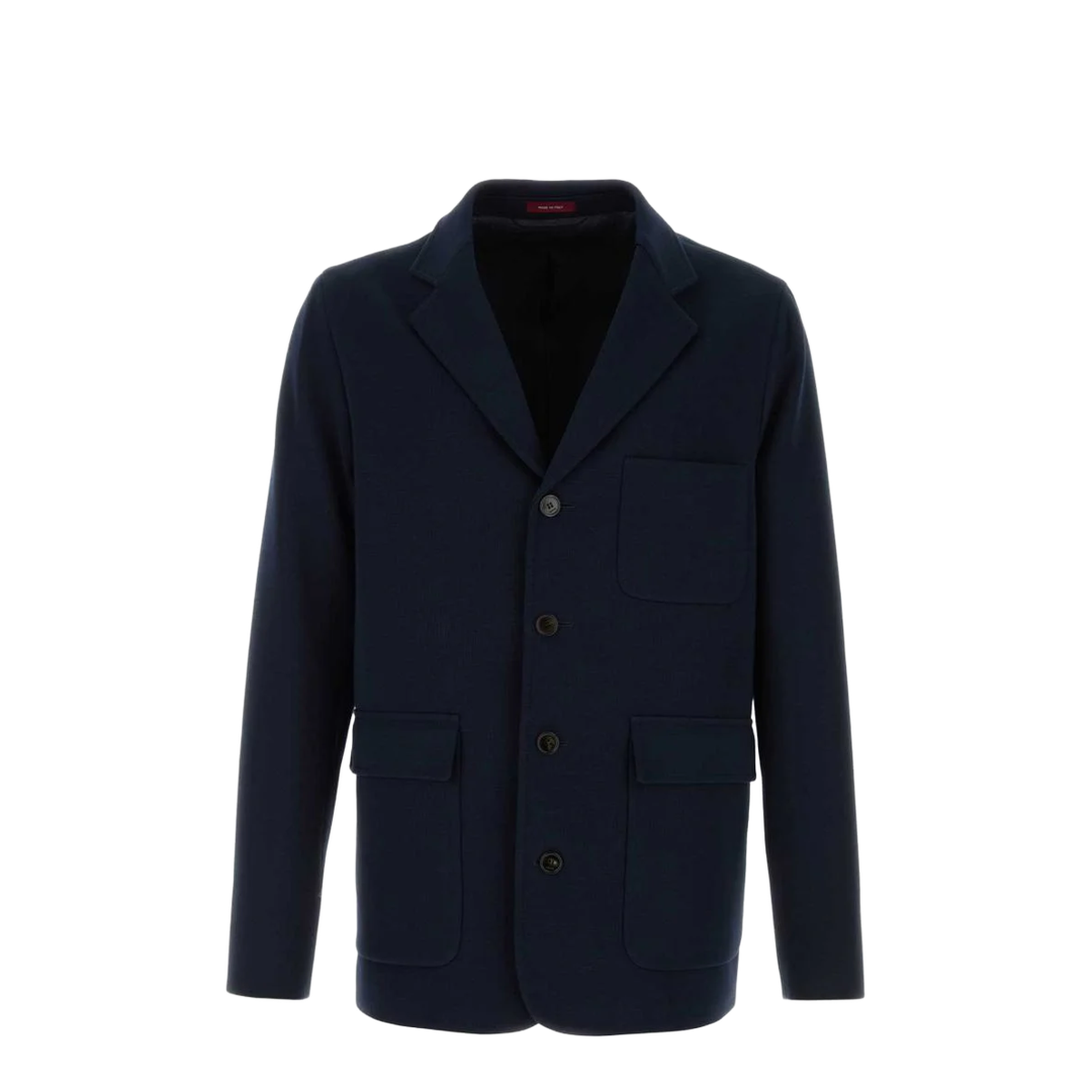 Single-breast Cotton Jersey Jacket in Dark Blue - Image 1