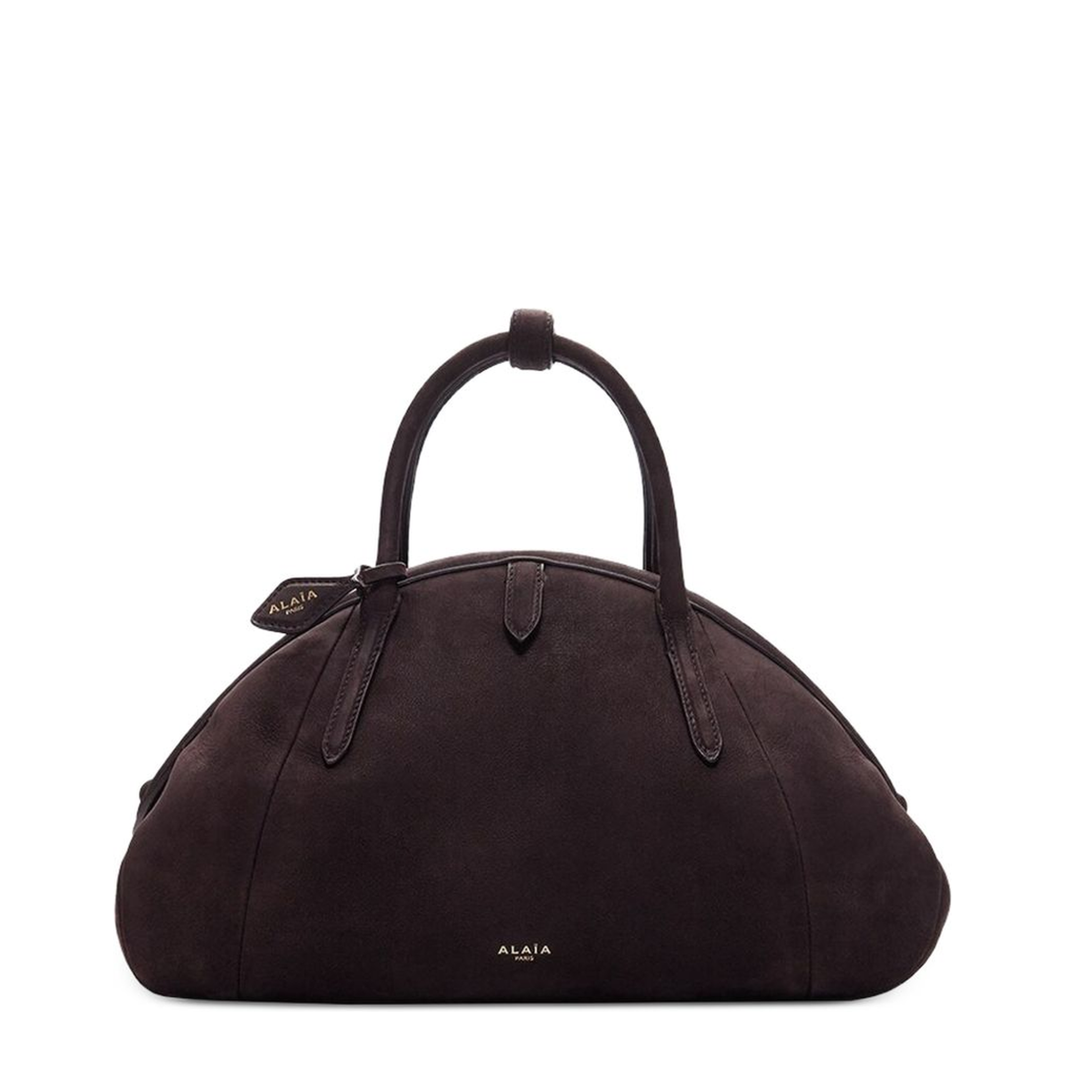 Calf Nubuck Purse Top Handle Bag - Dark Brown - Image 1