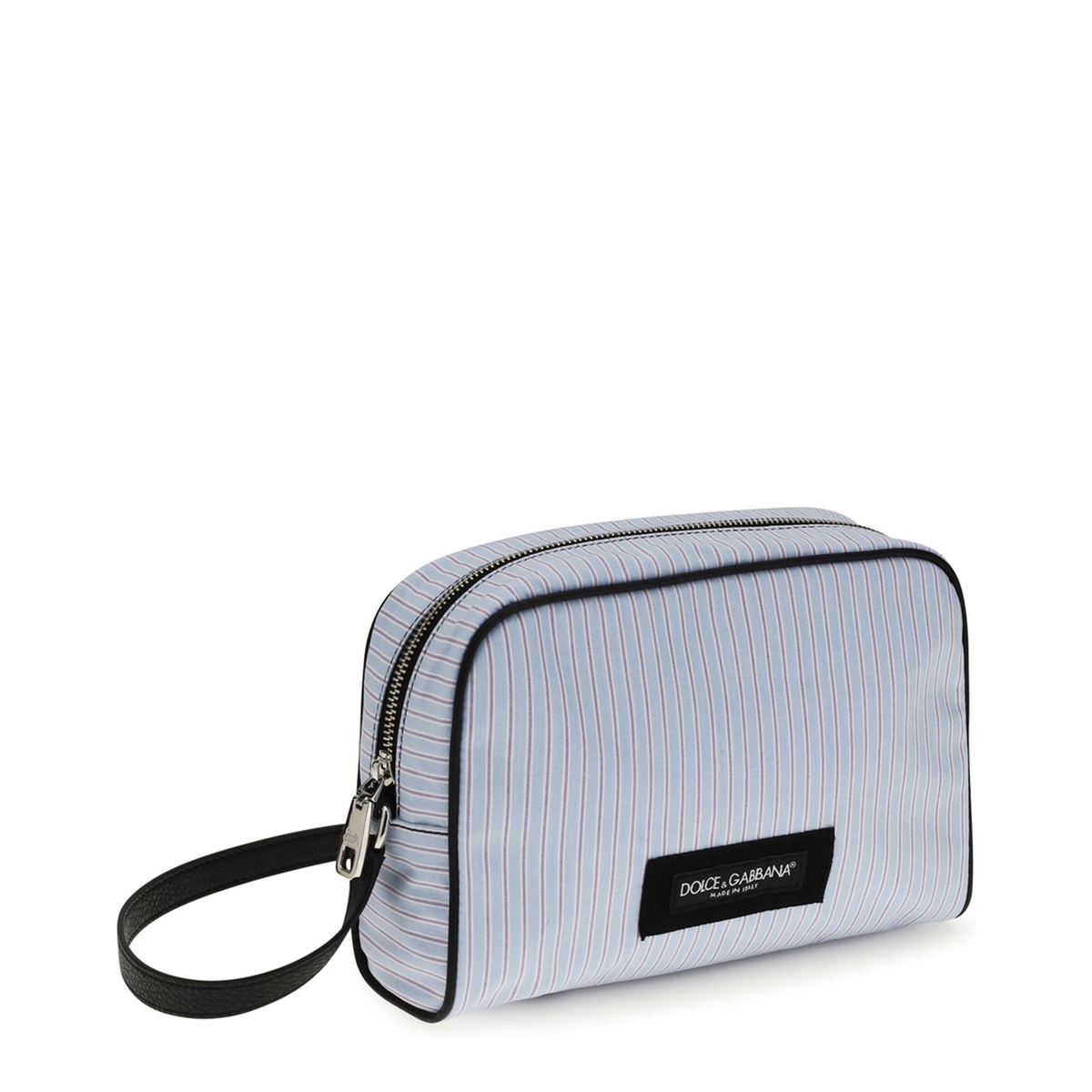 Striped Poplin and Leather Handbag - Multicolor Azzurro - Image 2