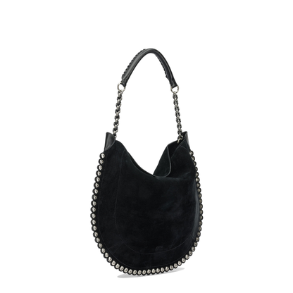 Oskan Suede Calfskin Leather Shoulder Bag - Black/Silver - Image 2