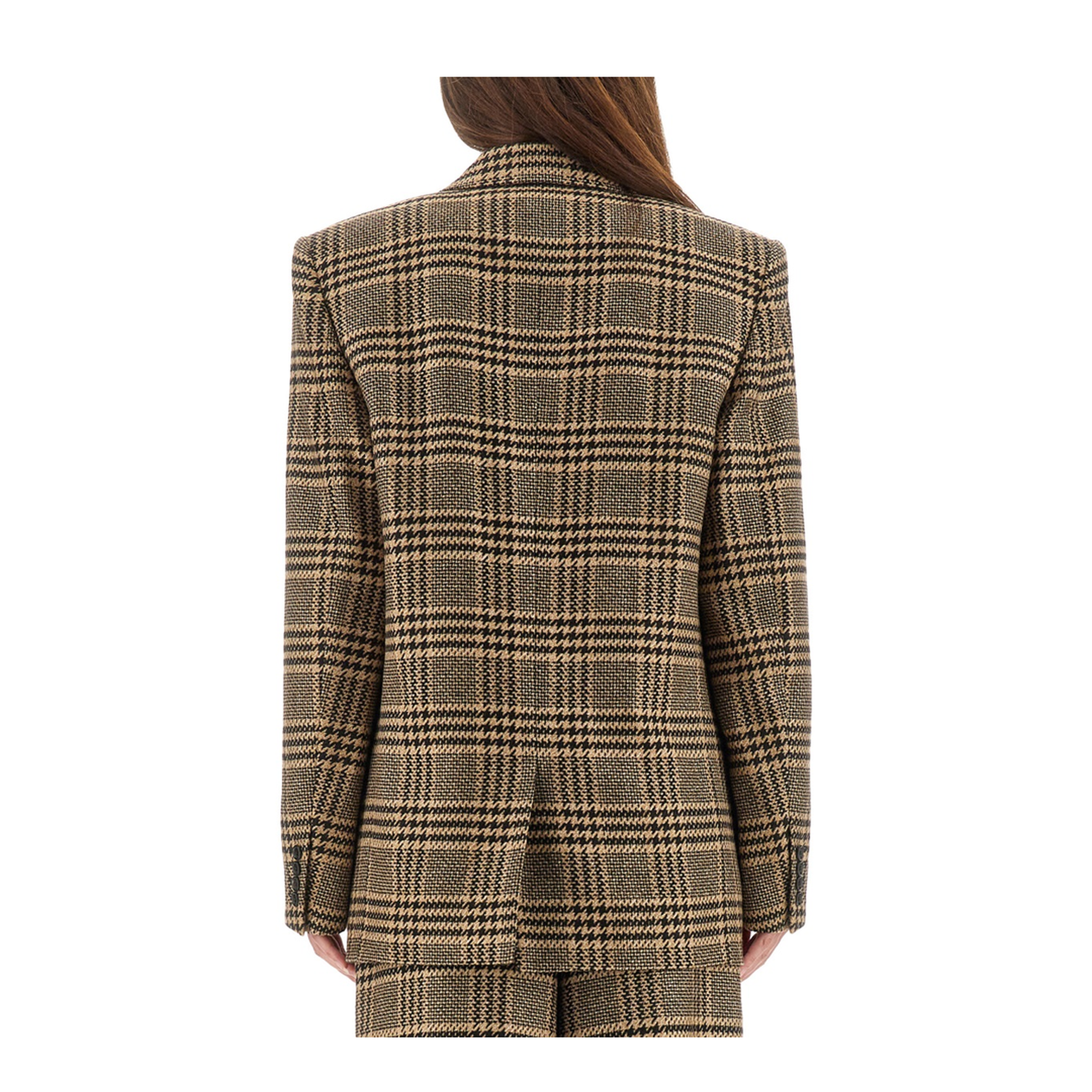 Jacket in Prince of Wales Silk and Cashmere in Black - Image 3