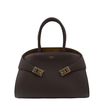 Dark Brown Leather Top Handle Bag - Image 4