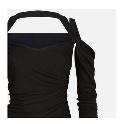 Black Midi Dress in Viscose Crêpe - Image 2