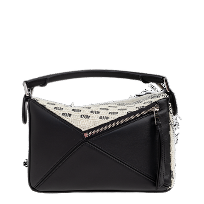 Puzzle Small Handbag Jacquard Black White - Image 3