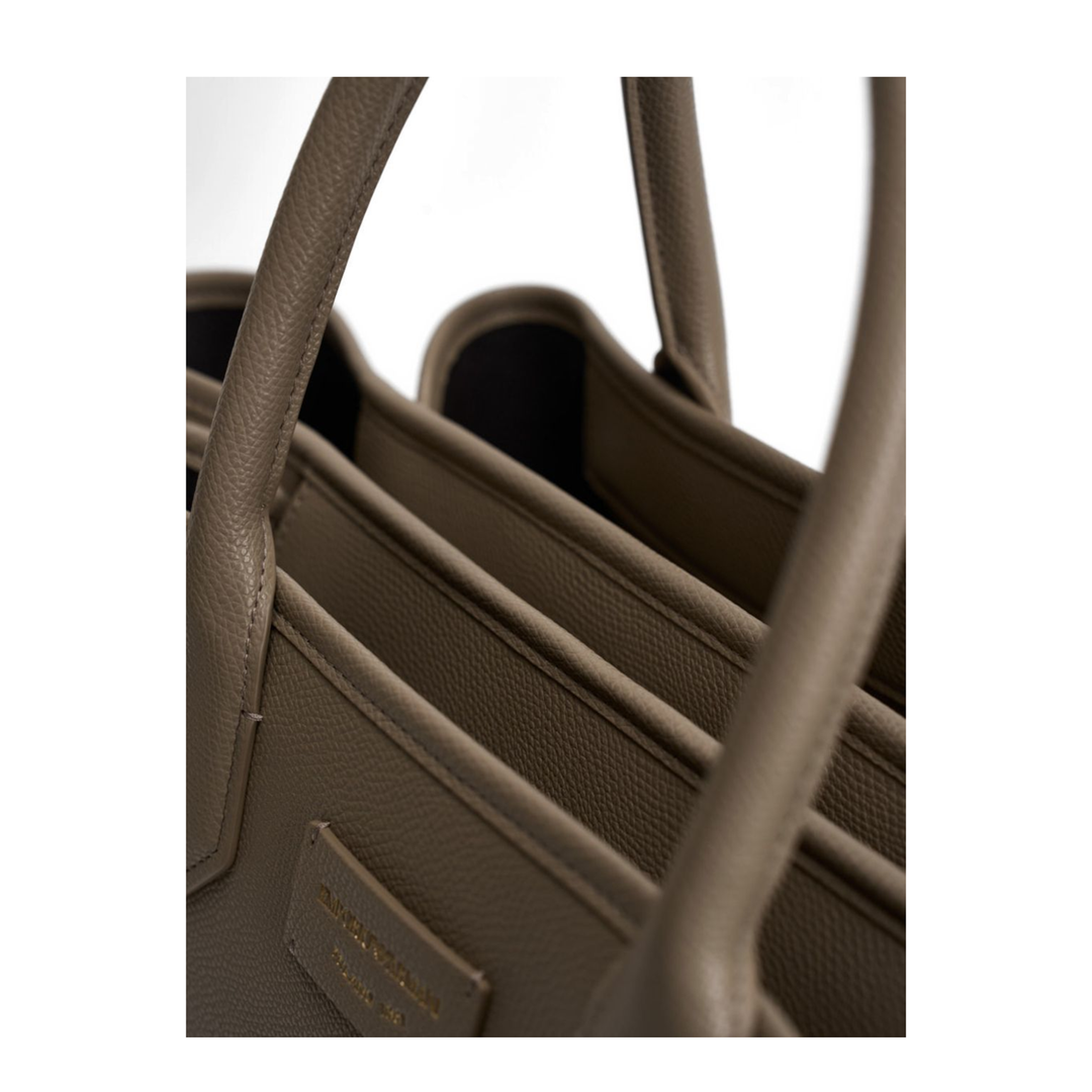 Palmellato Medium PU Shopping Bag - Tortora / Dove Grey - Image 3