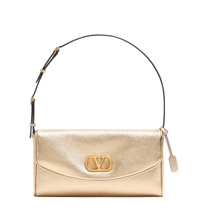 DeVain Small Laminated Nappa Leather Shoulder Bag - Gold - Image 1