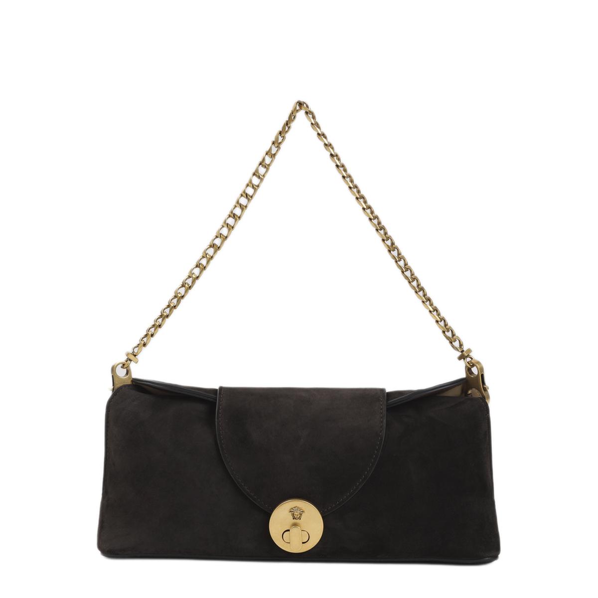 Vivian Small Suede Leather Clutch - Brown - Image 1