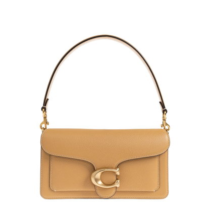 Tabby 26 Polished Pebble Leather Shoulder Bag - Brass/Biscuit - Image 1