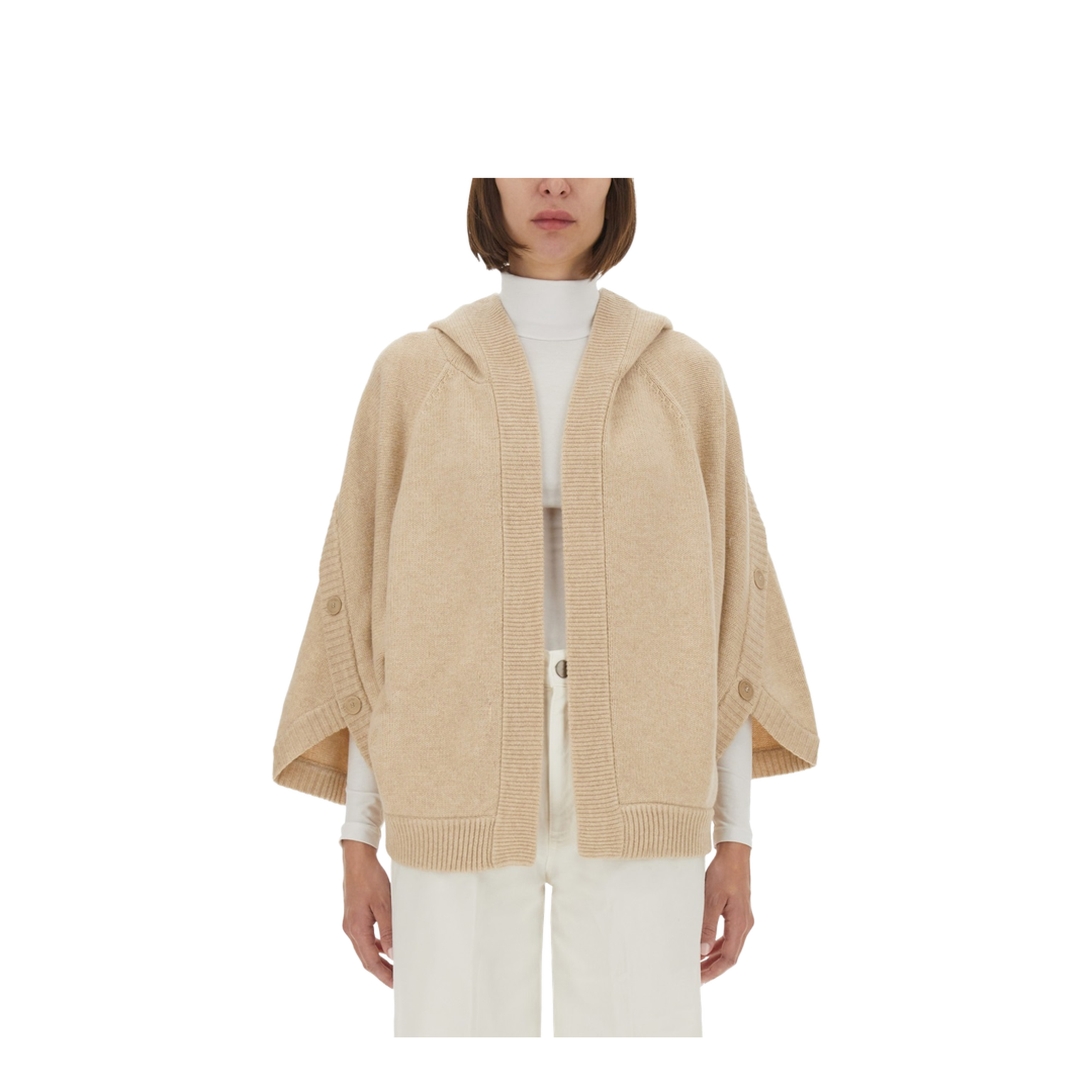 Hooded Cardigan in Wool and Cashmere - Grey - Image 1