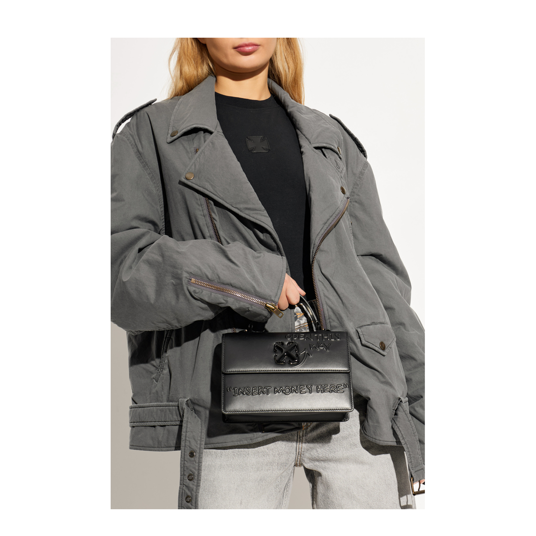 Jitney Calfskin Top Handle Bag - Black - Image 2