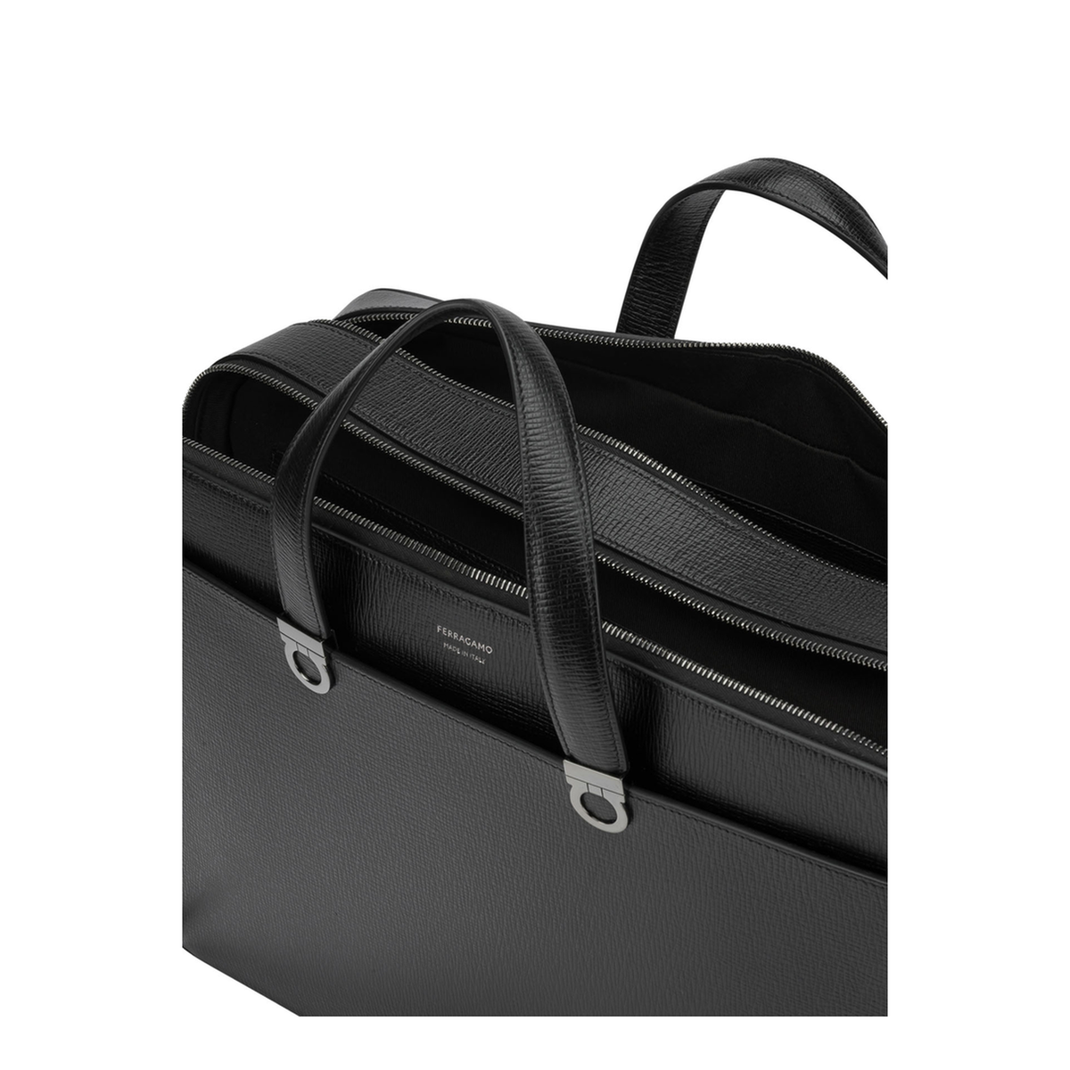 Gancini Calfskin Briefcase - Black - Image 5