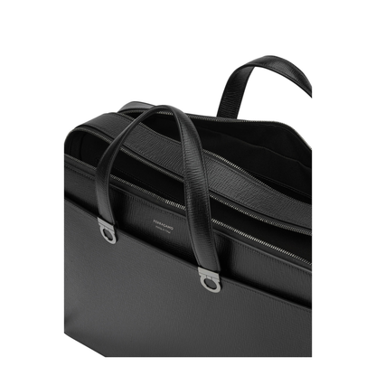 Gancini Calfskin Briefcase - Black - Image 5