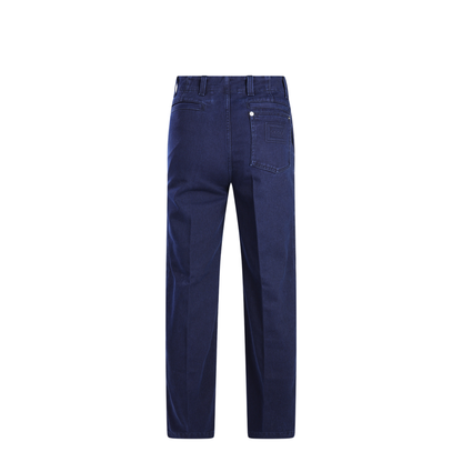 Washed Denim Pant with Embossed Label in Dark Blue - Image 4