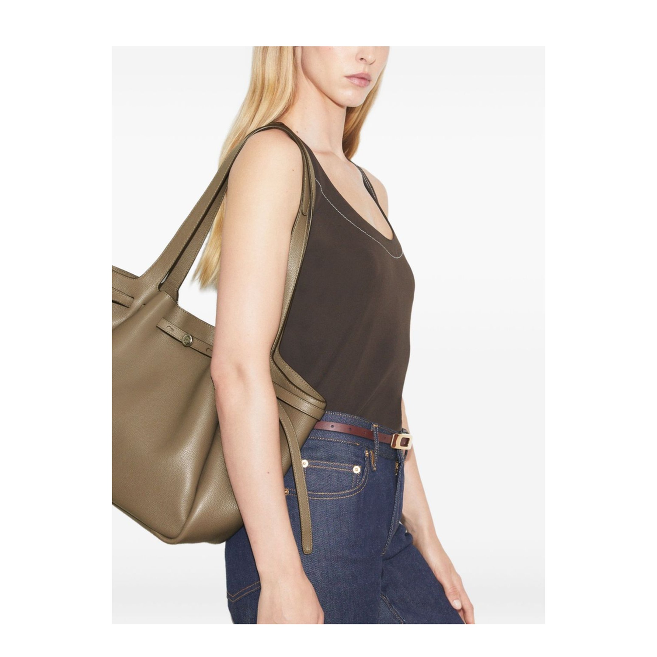 Romy Pebbled Leather Tote - Wild Mushroom - Image 2