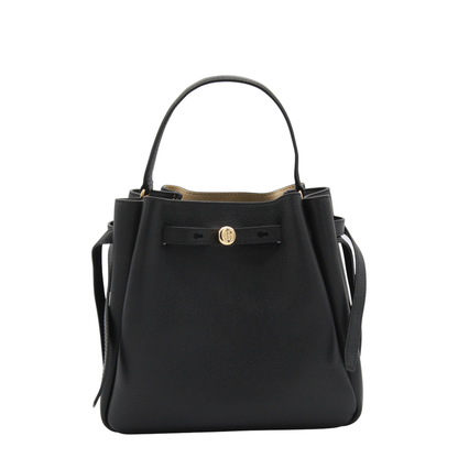 Romy Pebbled Leather Bucket Bag - Black - Image 2