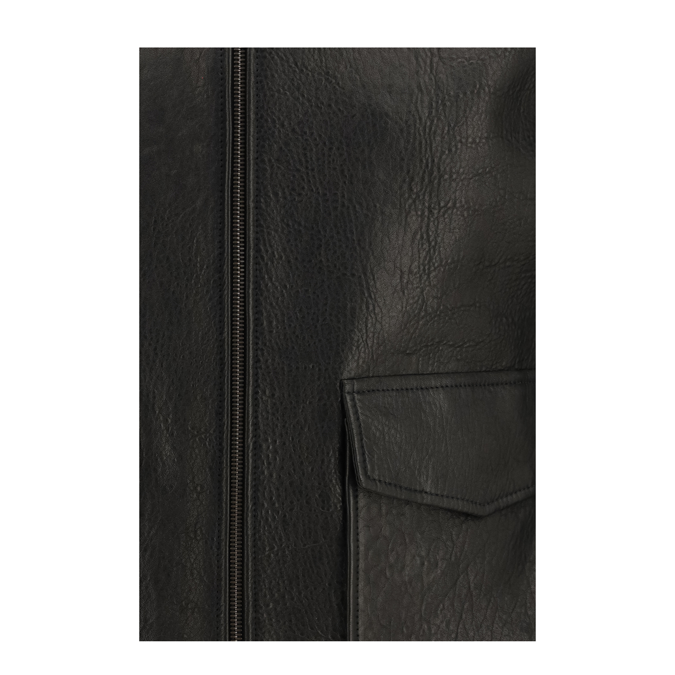Short Lamb Leather Jacket with Pointed Collar - Image 3
