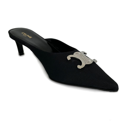 Black Pointed Toe Kitten Heel Slip-On - Image 2