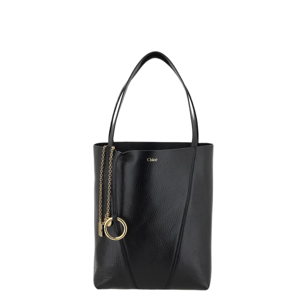 Spin Grained Cowhide Tote - Black - Image 1